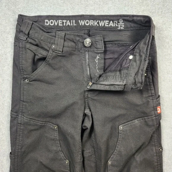 Dovetail Pants Womens 0 (26x30) Black Britt Utility Double Knee Work Cordura - Picture 4 of 15